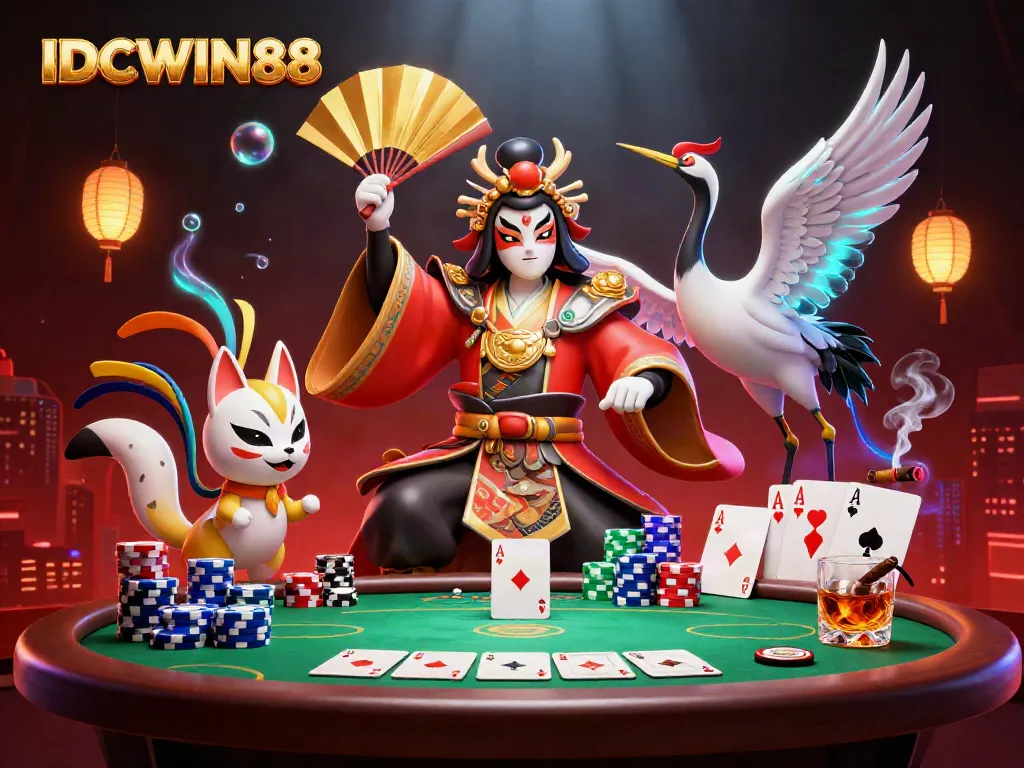 Engage in thrilling games at IDCWIN88 with lively characters and a vibrant casino scene.