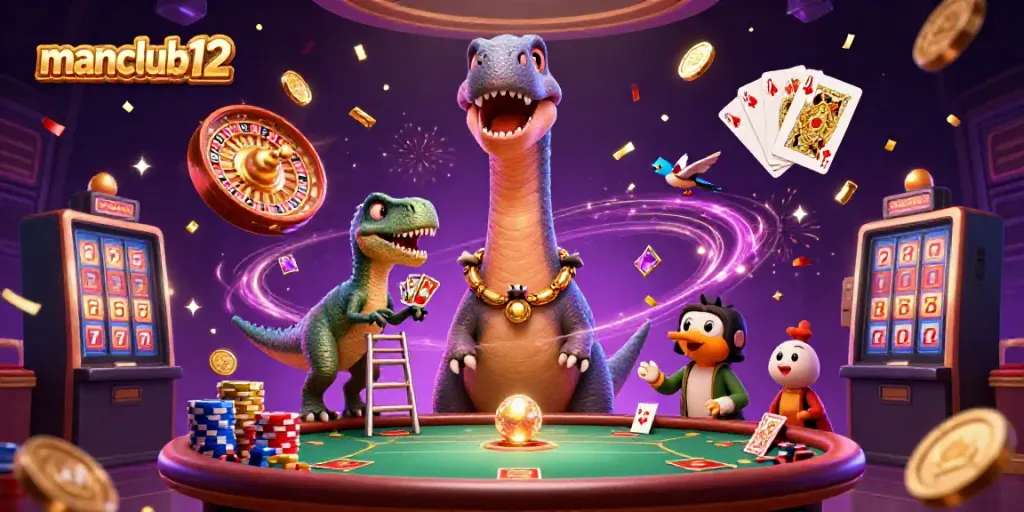Experience dynamic gaming action at manclub12 with vibrant casino characters and rich decorations.