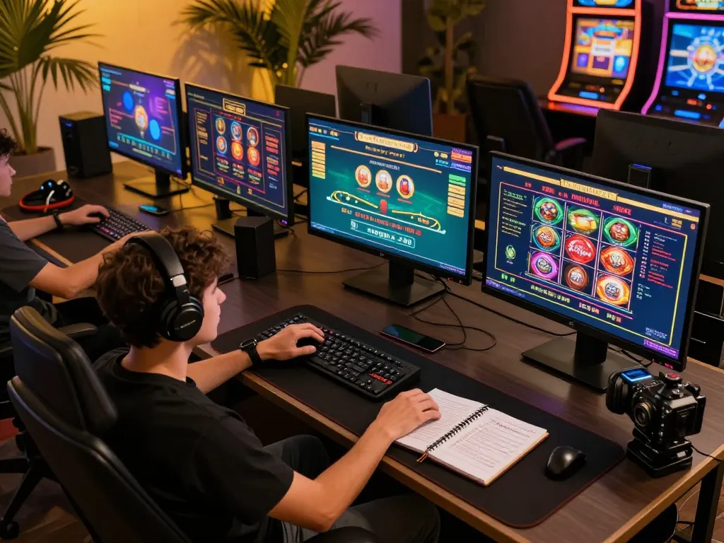 Engaging in online casino gameplay with multiple screens showing kjc global games.