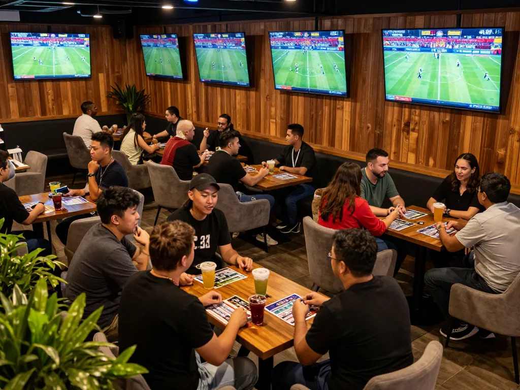 Exciting sports betting at keonhacai8 with enthusiastic bettors and vibrant atmosphere