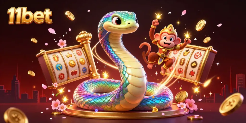 Engage in thrilling adventures with 11bet's vibrant gaming scene featuring captivating characters and dynamic casino elements.