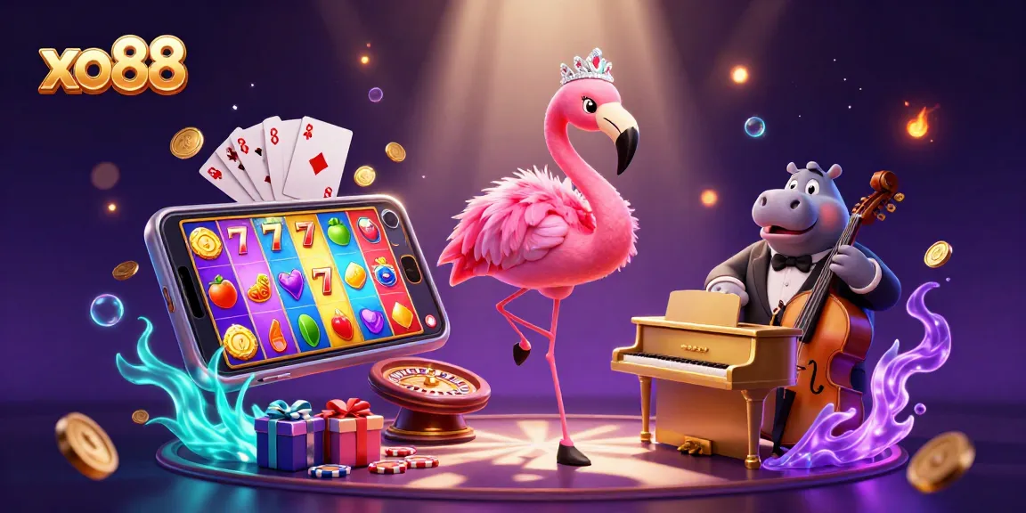 Experience vibrant gameplay with xo88, featuring a colorful slot game and dynamic casino elements.