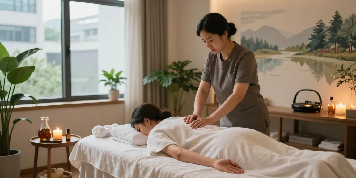 Relaxing 성북구출장안마 massage therapy session in a tranquil spa environment.