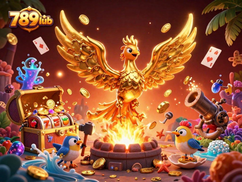 Trải nghiệm huy hoàng tại 789club với slot game, vàng và biểu tượng may mắn.