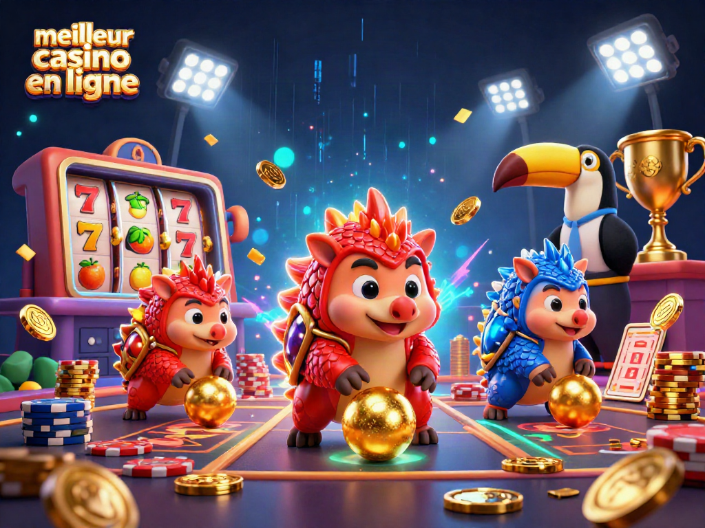 Jouez au meilleur casino en ligne avec des pangolins rivaux et des éléments de machines à sous colorées.