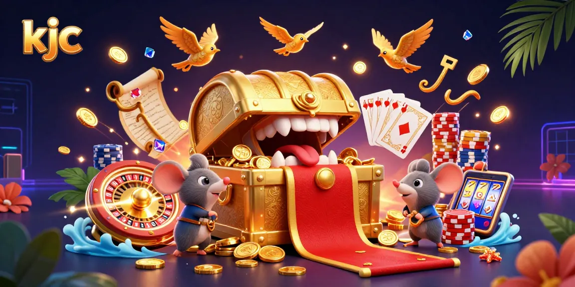 Engage with kjc and experience vibrant casino excitement with 3D characters, golden treasures, and games.