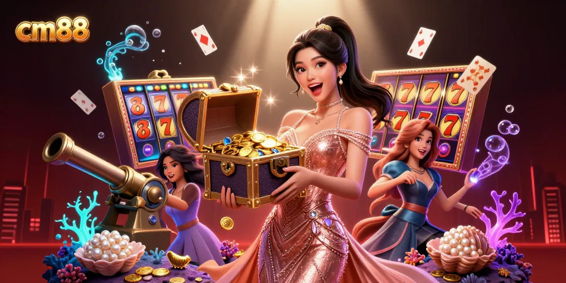 Experience exciting wins at cm88 with vibrant slot reels and a treasure chest of gems.