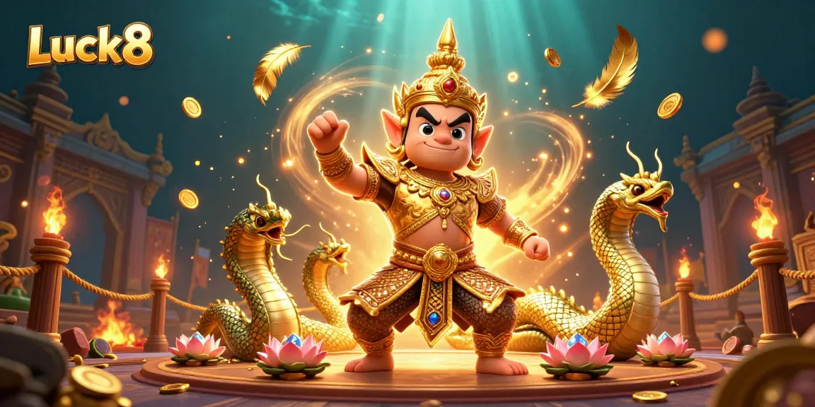 Experience Luck8's thrilling gaming adventures with vibrant casino elements and dynamic 3D characters.