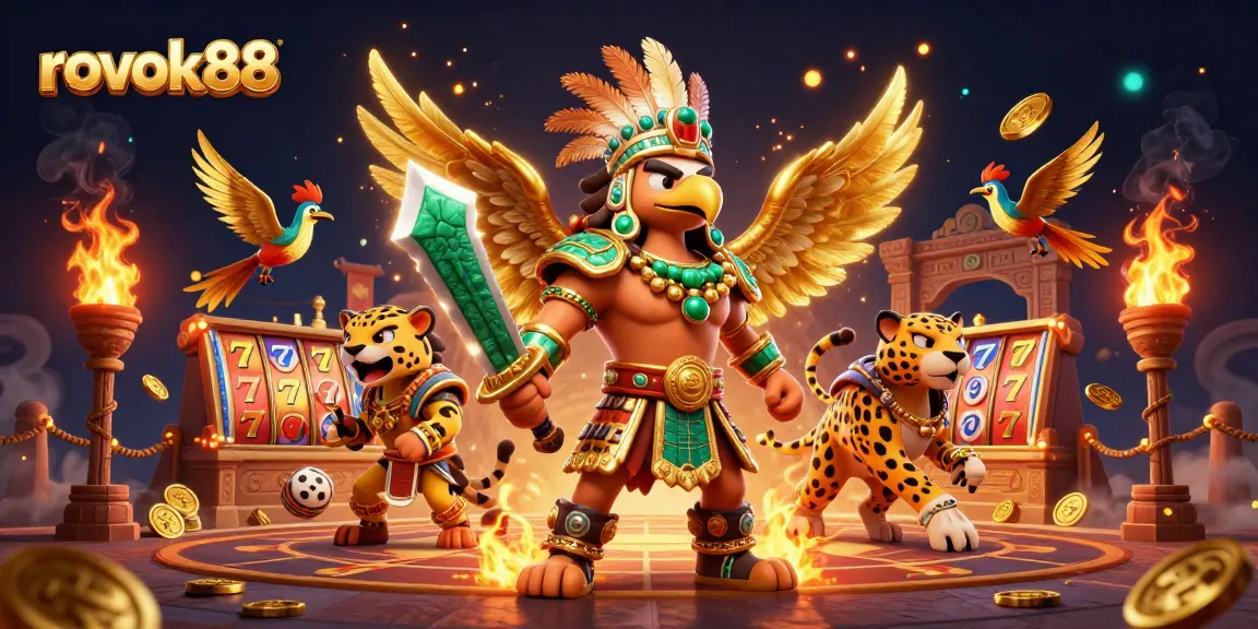 Experience the thrill of gaming with ROKOK88’s dynamic casino scene featuring unique characters and rich elements.