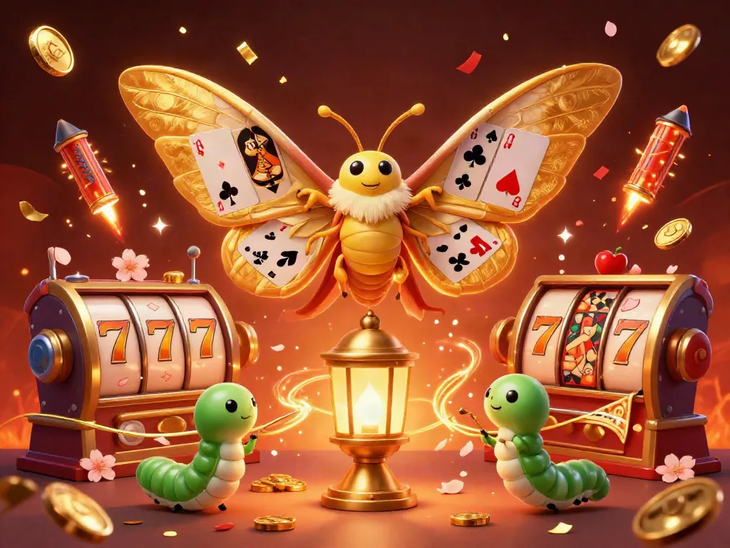 Witness fabet's vibrant casino experience with a 3D moth beside dynamic slot reels, capturing the thrill of gambling.