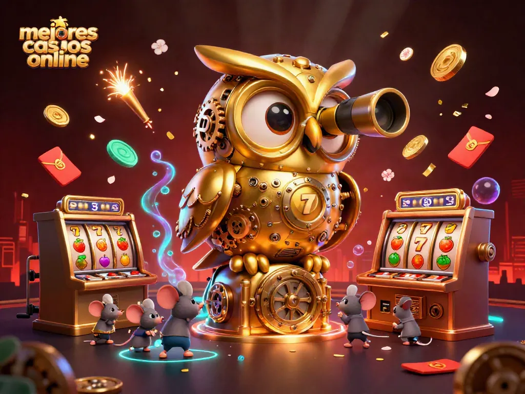 Juega en los mejores casinos online con emocionantes tragaperras y un búho mecánico sorprendente.