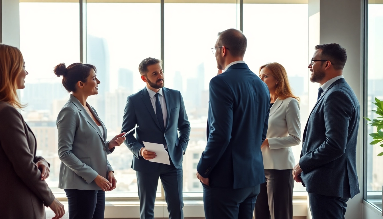 Engaging professionals collaborating on Federal and State contracts in a bright modern office.