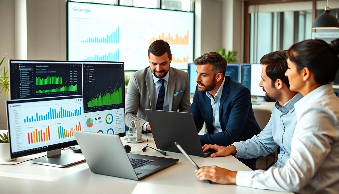 Analyze your SEO Rank with dedicated professionals in a dynamic office environment.