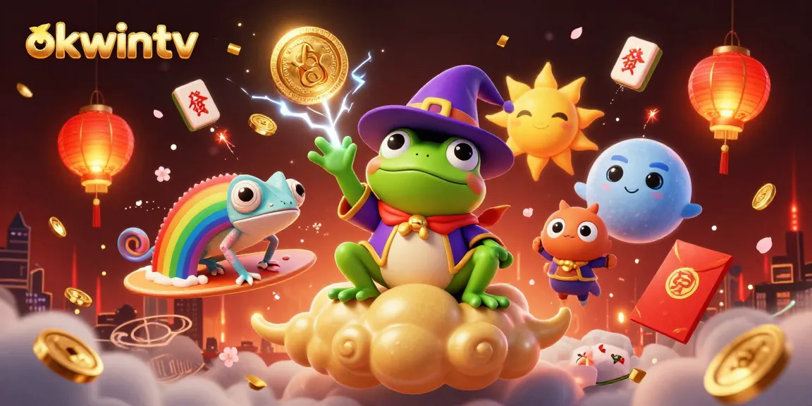 Play sbobet with okwintv's dynamic 3D illustration of magical characters creating golden coin storms.