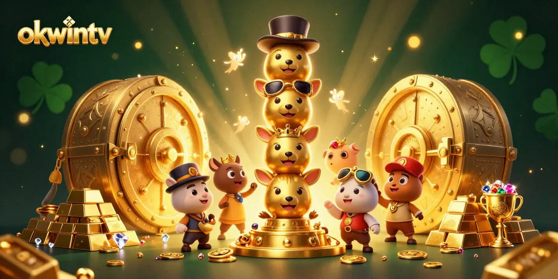 Experience the thrill of okwintv with a vibrant scene featuring a golden totem and riches.