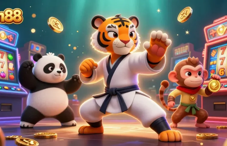 Engage with man88's vibrant slot gaming scene featuring cartoon characters in action.
