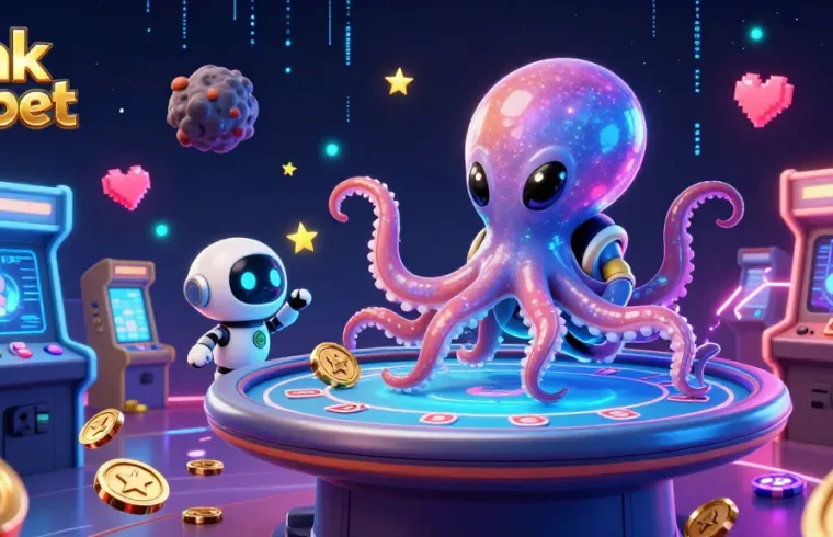 Experience the excitement with link debet as the alien octopus navigates a holographic poker game