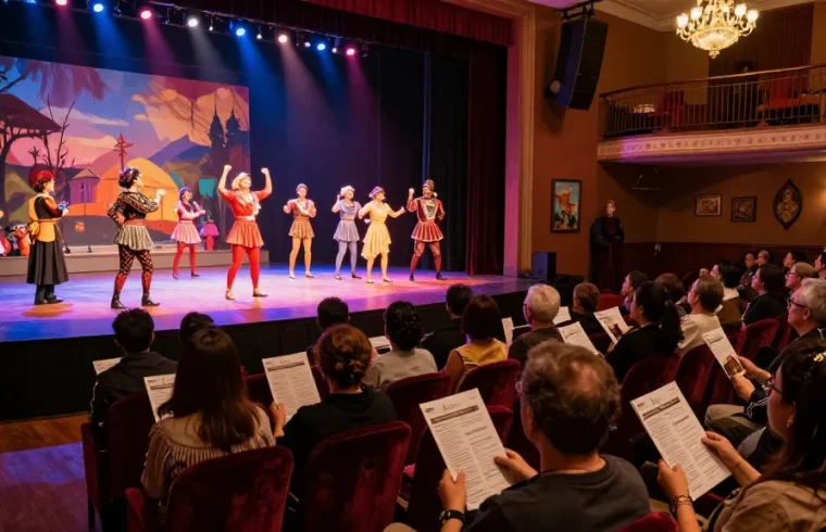 Audience captivated by rokok88 performance in vibrant modern theatre setting.