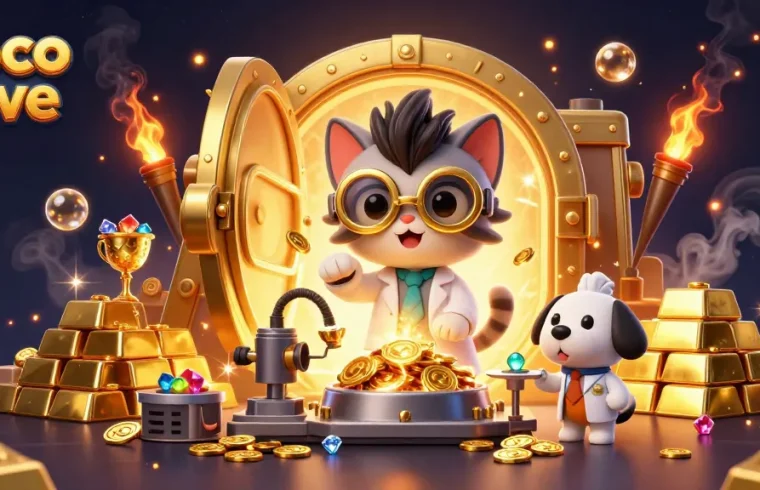 Soco Live enhances gaming with a mad scientist cat creating gold coin replication in a vibrant casino scene.